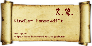 Kindler Manszvét névjegykártya